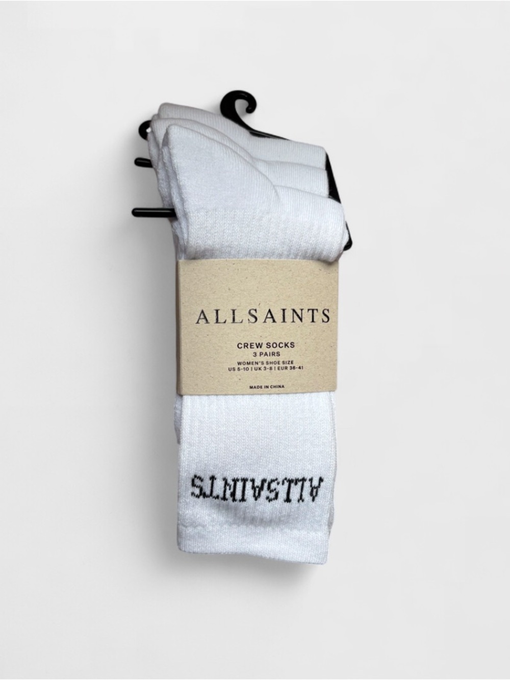 AllSaints Women’s Crew Socks - Pack of 3- White